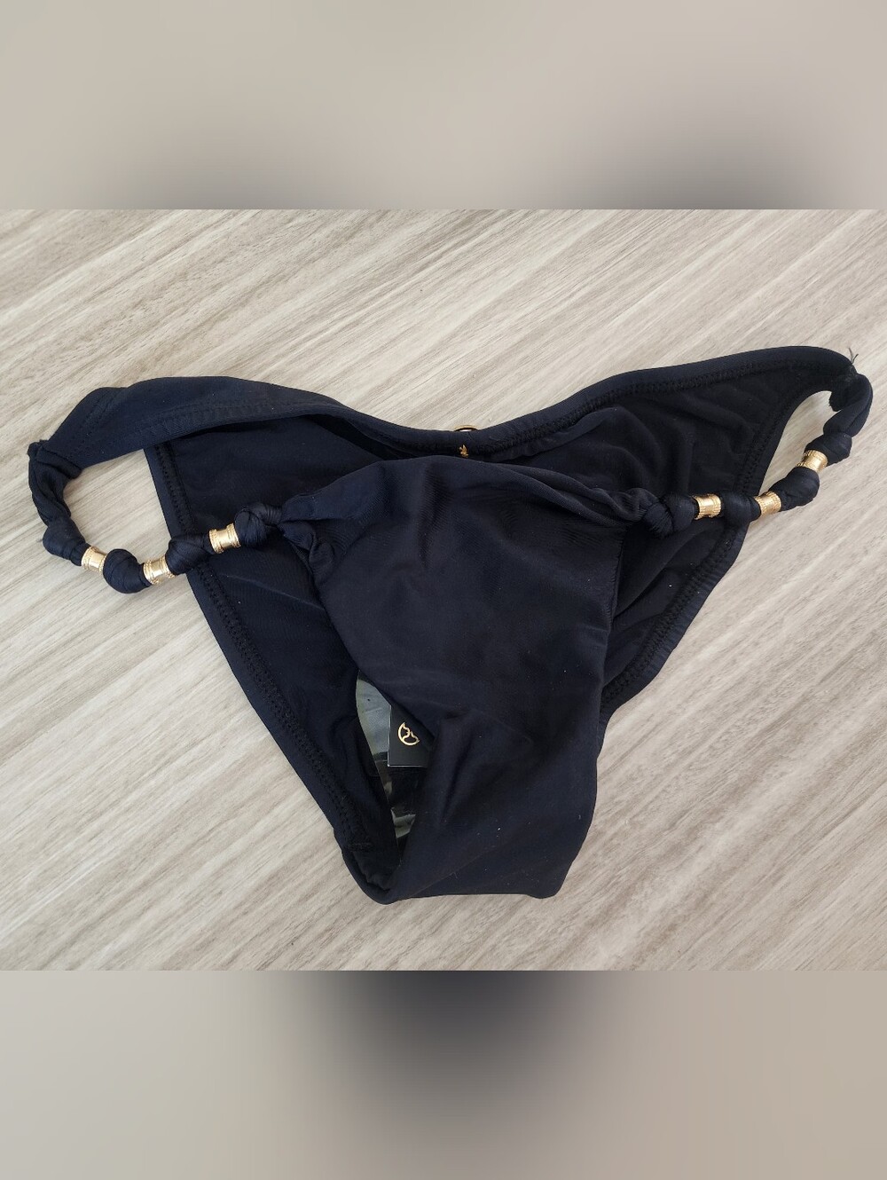 ViX Paula Hermanny Black Paula Tab Side Hipster Bikini Bottoms Size S NWT